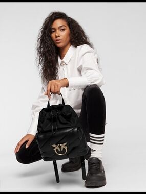 PINKO Love Quilted Drawstring Backpack NWT Dust Bag